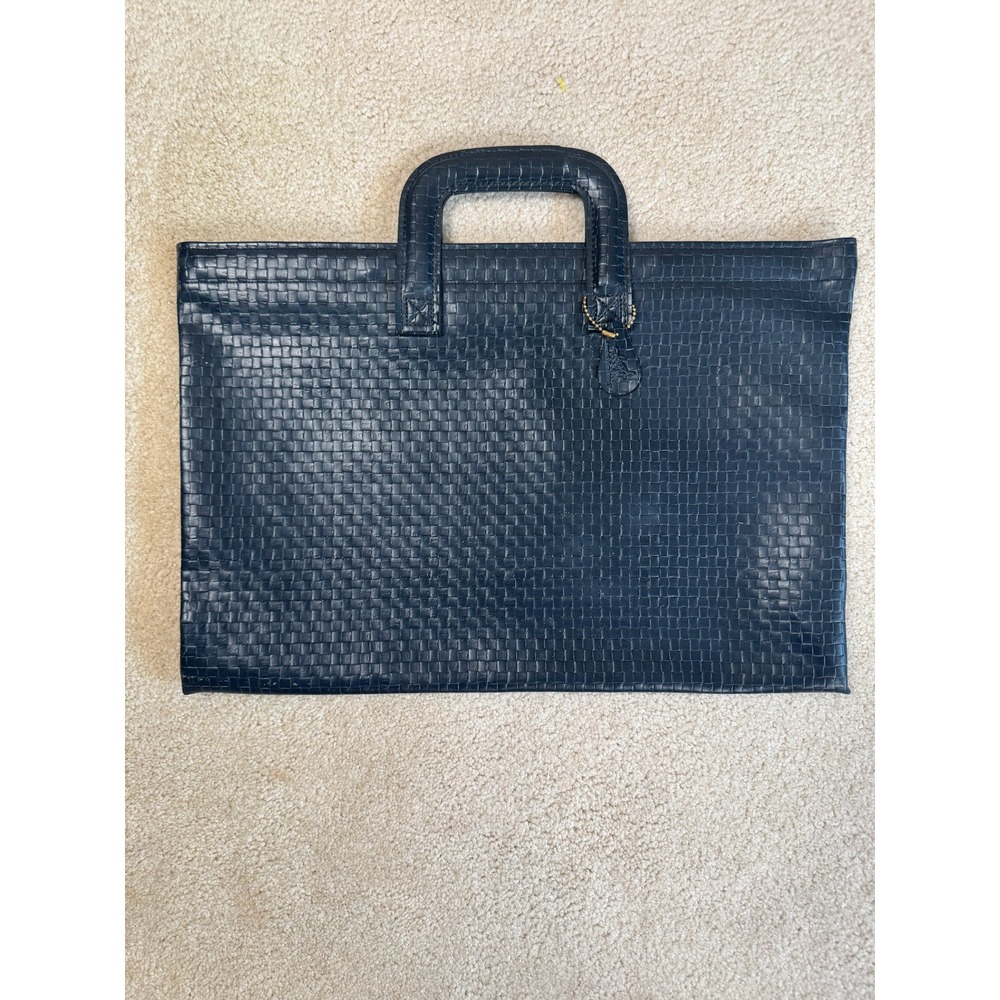 Hazel America's Case Maker Vintage Navy Blue Woven Briefcase Portfolio USA Made - Picture 9 of 12